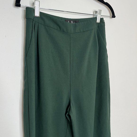 Lulu's Kick It Forest Green High-Waisted Trouser Pants size Medium - Picture 5 of 9